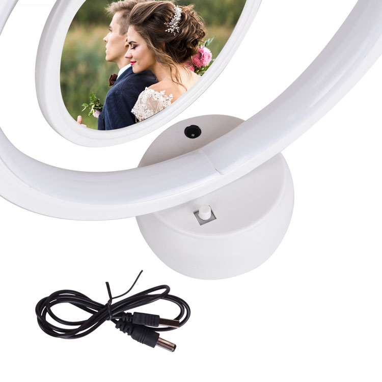 Fotoğraf Çerçevesi - Askılı Çift Fotoğraflı Led Işıklı Yuvarlak Çerçeve - Görsel 3