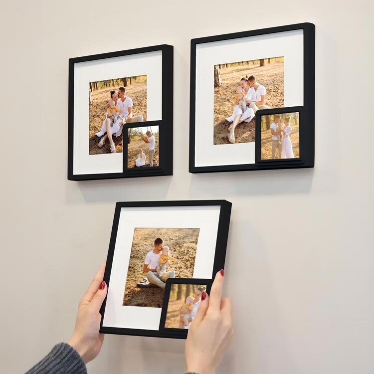 Siyah Renkli Fotoğraf Çerçevesi - Sök Tak Paspartulu Çerçeve - 3 Adet Çerçeve