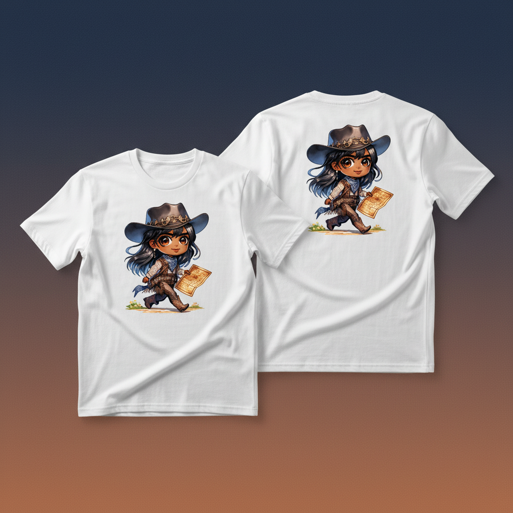 Kişiye Özel Kovboy Kız Tasarımlı İsim Eklenebilir Hediye Pamuklu Tişört