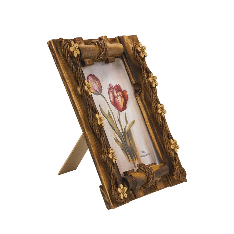 Bambu Fotoğraf Çerçevesi - Çiçekli Temalı 10x15cm