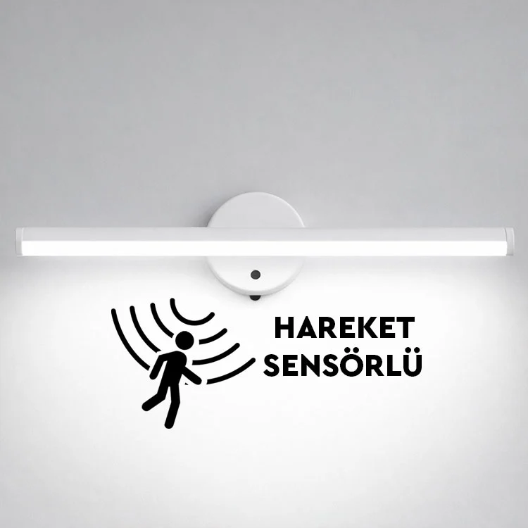 Sensörlü Yapışkanlı Kablosuz Pilli Led Aplik Beyaz Işıklı