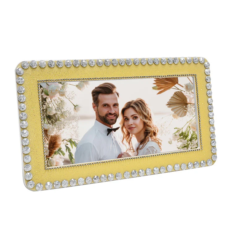 Fotoğraf Çerçevesi Yatay Gold Simli ve Taşlı - 14,5x29cm