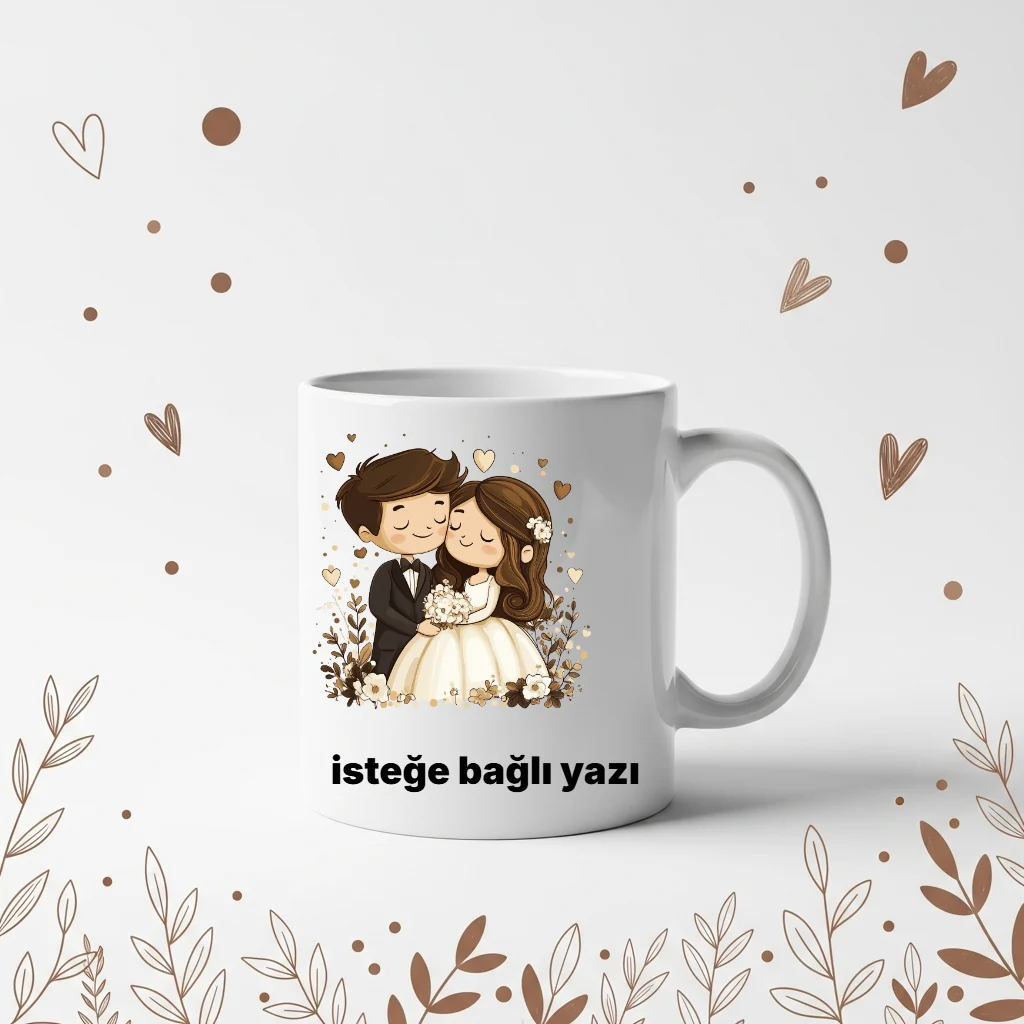 Sevgiliye Hediye Kişiye Özel Kupa bardak – Romantik Tasarım