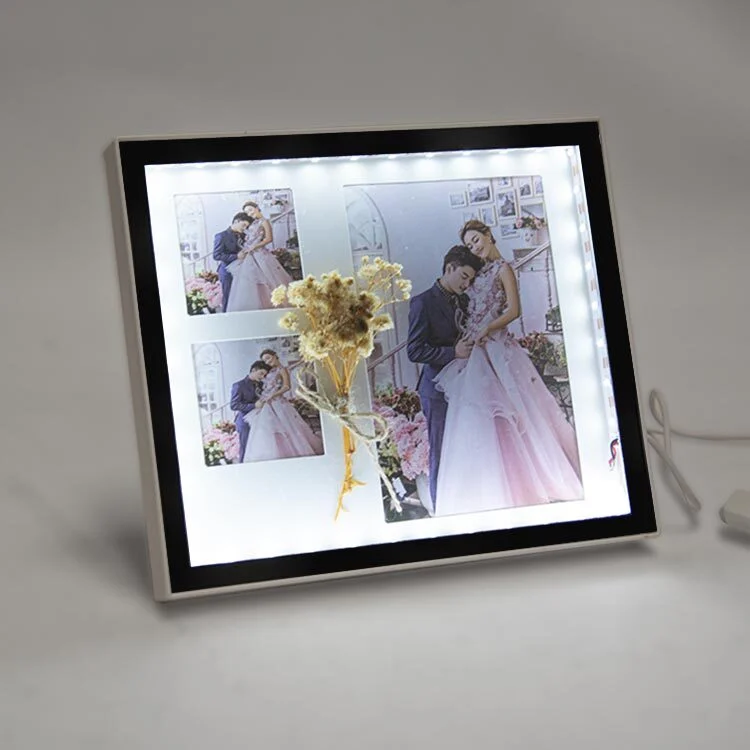 Sihirli Ayna - Led Işıklı Fotoğraflı Çiçek Detaylı Çerçeve