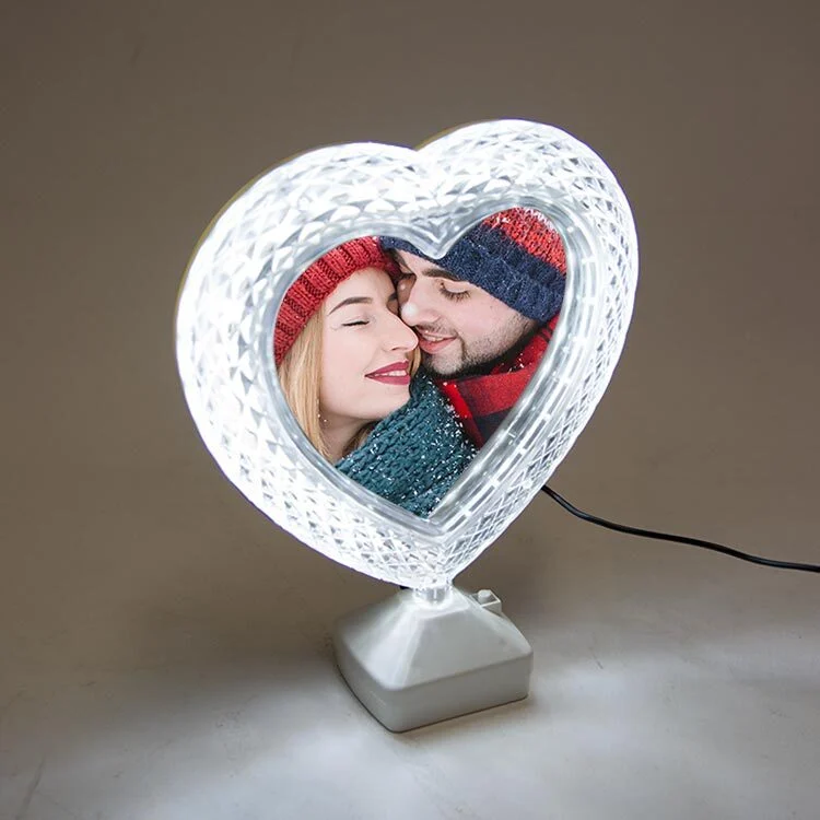 Fotoğraflı Sihirli Ayna Led'li Kristal Kalp Tasarımlı